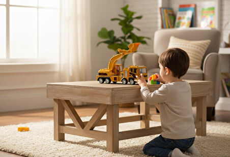 Sarı Kepçe İş Makinesi Oyuncak Araba - Hareketli Kollar, Gerçekçi Tasarım (3+ Yaş)