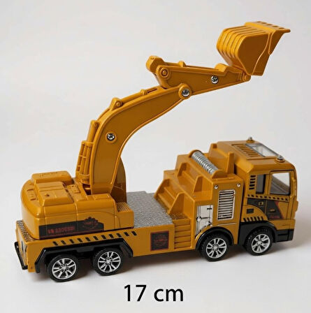 Sarı Kepçe İş Makinesi Oyuncak Araba - Hareketli Kollar, Gerçekçi Tasarım (3+ Yaş)