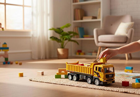 Plastik Damperli Kamyon Oyuncak - 17 cm İnşaat Serisi