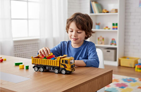 Plastik Damperli Kamyon Oyuncak - 17 cm İnşaat Serisi