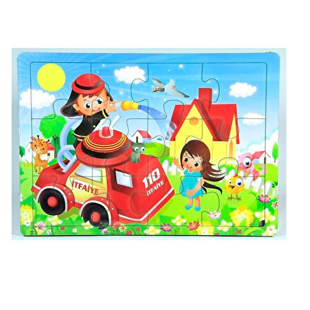 29x20 cm 12 Parça Ahşap İtfaiyeci  Puzzle 1964