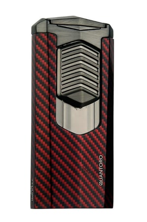 Quantoro 3 Torch Pürmüz Kırmızı-Karbon Metal Puro Çakmağı - TRZ1008