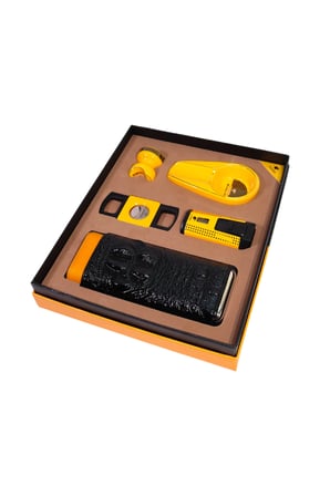 Cohiba Çift Torch Pürmüz Çakmak Kılıf Küllük Kesici Sehpa Sarı Beşli Puro Seti TR10030