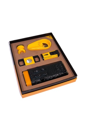 Cohiba Çift Torch Pürmüz Çakmak Kılıf Küllük Kesici Sehpa Sarı Beşli Puro Seti TR10030