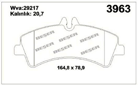 Vag Arka Fren Balatası Cift Teker Crafter Sprinter 2,5tdi 06> - Beser 3963