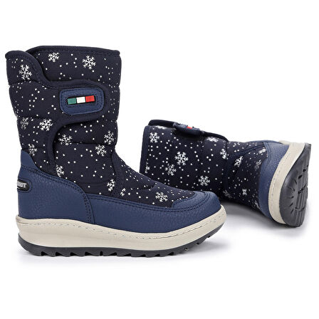 Kiko Kids Lp 708090 Kar Desenli Cırtlı Kız Çocuk Kar Bot Ayakkabı