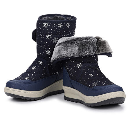 Kiko Kids Lp 708090 Kar Desenli Cırtlı Kız Çocuk Kar Bot Ayakkabı
