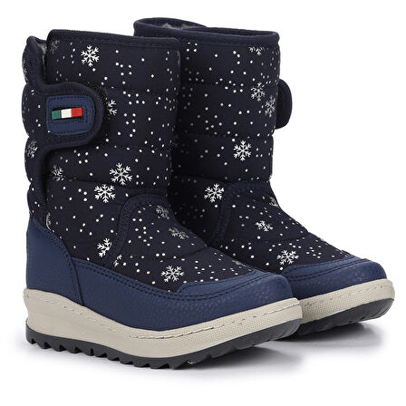 Kiko Kids Lp 708090 Kar Desenli Cırtlı Kız Çocuk Kar Bot Ayakkabı