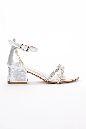 Kiko Kids 791 Vakko Taşlı Kız Çocuk 3 Cm Topuklu Sandalet Ayakkabı