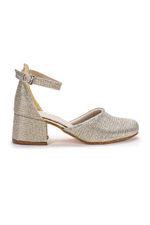 Kiko Kids 771 Çupra Taşlı Kız Çocuk 5 Cm Topuklu Sandalet Ayakkabı