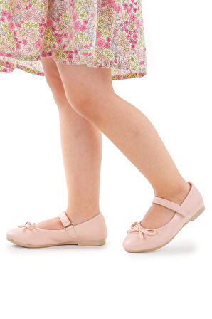 Kiko Kids Fiyonklu Cırtlı Kız Çocuk Babet Ayakkabı 201 Cilt