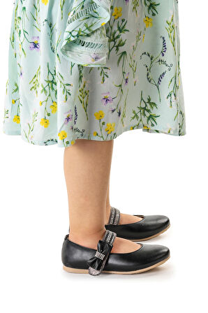 Kiko Kids Cırtlı Kız Çocuk Taşlı Babet Ayakkabı 252 Cilt