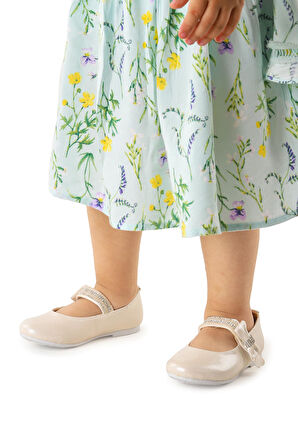 Kiko Kids Cırtlı Kız Çocuk Taşlı Babet Ayakkabı 252 Cilt