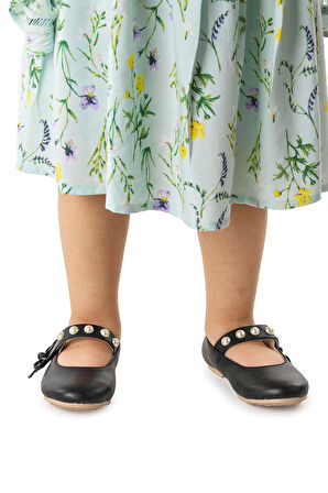 Kiko Kids İncili Cırtlı Kız Çocuk Babet Ayakkabı 253 Cilt Bareti