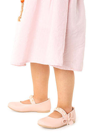 Kiko Kids İncili Cırtlı Kız Çocuk Babet Ayakkabı 253 Cilt Bareti