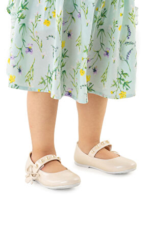 Kiko Kids İncili Cırtlı Kız Çocuk Babet Ayakkabı 253 Cilt Bareti