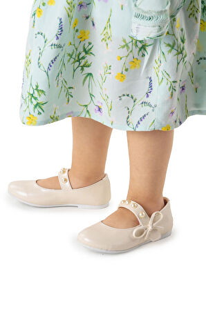 Kiko Kids İncili Cırtlı Kız Çocuk Babet Ayakkabı 253 Cilt Bareti