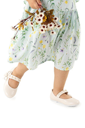 Kiko Kids İncili Cırtlı Kız Çocuk Babet Ayakkabı 253 Cilt Bareti