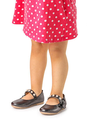 Kiko Kids İncili Günlük Cırtlı Kız Çocuk Babet Ayakkabı 253 Vakko Bareti