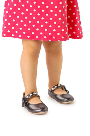 Kiko Kids İncili Günlük Cırtlı Kız Çocuk Babet Ayakkabı 253 Vakko Bareti