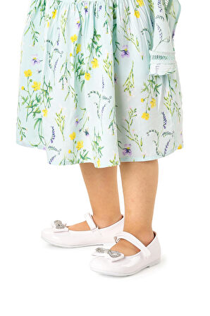 Kiko Kids Papyon Taşlı Cırtlı Kız Çocuk Babet Ayakkabı 254 Cilt