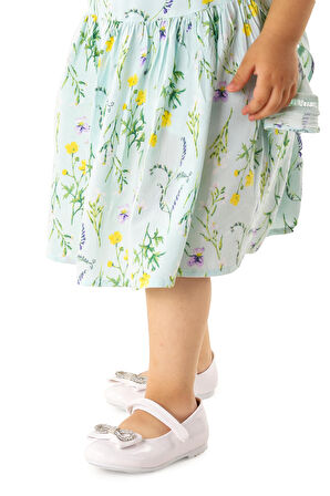 Kiko Kids Papyon Taşlı Cırtlı Kız Çocuk Babet Ayakkabı 254 Cilt