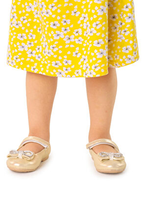 Kiko Kids Papyon Taşlı Cırtlı Kız Çocuk Babet Ayakkabı 254 Vakko