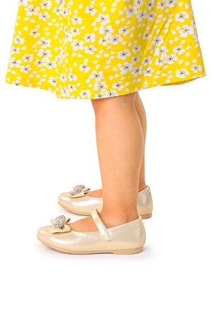 Kiko Kids Papyon Taşlı Cırtlı Kız Çocuk Babet Ayakkabı 254 Vakko