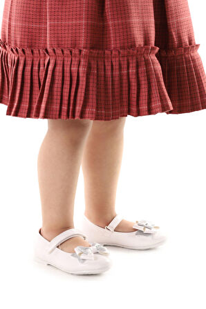 Kiko Kids Cırtlı Kum Sim Fiyonklu Kız Çocuk Babet Ayakkabı Ege 202 Rugan