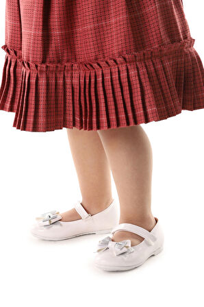 Kiko Kids Cırtlı Kum Sim Fiyonklu Kız Çocuk Babet Ayakkabı Ege 202 Rugan