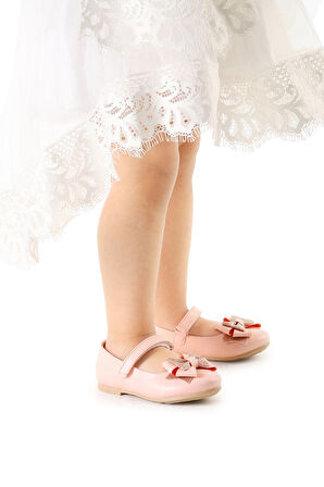 Kiko Kids Cırtlı Kum Sim Fiyonklu Kız Çocuk Babet Ayakkabı Ege 202 Cilt