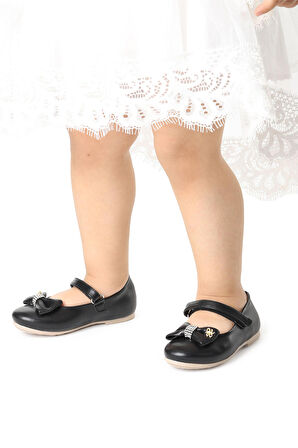 Kiko Kids Cırtlı Fiyonklu Kız Çocuk Babet Ayakkabı Ege 201 Cilt