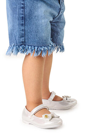 Kiko Kids Cırtlı Fiyonklu Kız Çocuk Babet Ayakkabı Ege 201 Vakko