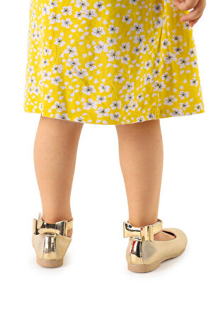 Kiko Kids Cırtlı Kız Çocuk Fiyonklu Babet Ayakkabı Ege 205 Vakko Bilekten Bağlamalı