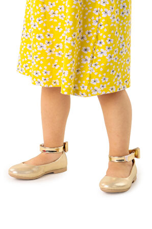 Kiko Kids Cırtlı Kız Çocuk Fiyonklu Babet Ayakkabı Ege 205 Vakko Bilekten Bağlamalı