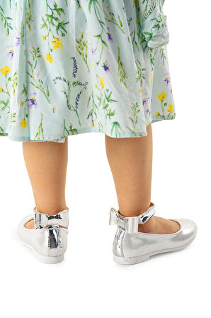 Kiko Kids Cırtlı Kız Çocuk Fiyonklu Babet Ayakkabı Ege 205 Vakko Bilekten Bağlamalı