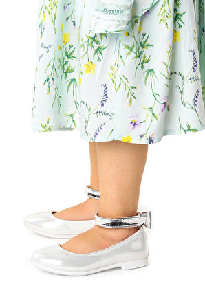 Kiko Kids Cırtlı Kız Çocuk Fiyonklu Babet Ayakkabı Ege 205 Vakko Bilekten Bağlamalı