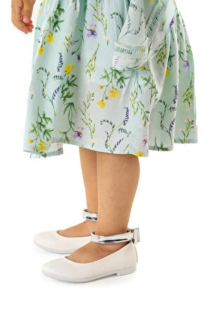 Kiko Kids Cırtlı Kız Çocuk Fiyonklu Babet Ayakkabı Ege 205 Cilt Bilekten Bağlamalı