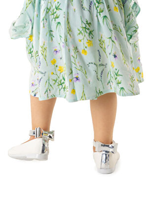 Kiko Kids Cırtlı Kız Çocuk Fiyonklu Babet Ayakkabı Ege 205 Cilt Bilekten Bağlamalı