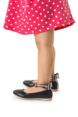 Kiko Kids Cırtlı Kız Çocuk Fiyonklu Babet Ayakkabı Ege 205 Cilt Bilekten Bağlamalı