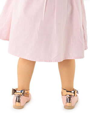 Kiko Kids Cırtlı Kız Çocuk Fiyonklu Babet Ayakkabı Ege 205 Cilt Bilekten Bağlamalı