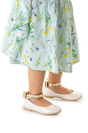 Kiko Kids Cırtlı Kız Çocuk Fiyonklu Babet Ayakkabı Ege 205 Cilt Bilekten Bağlamalı