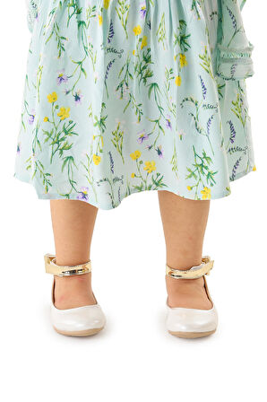 Kiko Kids Cırtlı Kız Çocuk Fiyonklu Babet Ayakkabı Ege 205 Cilt Bilekten Bağlamalı