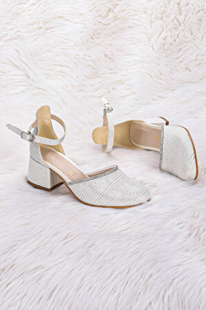 Kiko Kids 771 Çupra Taşlı Kız Çocuk 5 Cm Topuklu Sandalet Ayakkabı