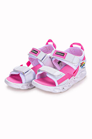 Kiko Kids 100 Işıklı Kız/Erkek Çocuk Cırtlı Sandalet Ayakkabı 100