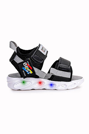 Kiko Kids 100 Işıklı Günlük Kız/Erkek Çocuk Cırtlı Sandalet Ayakkabı