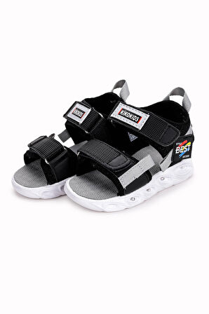 Kiko Kids 100 Işıklı Günlük Kız/Erkek Çocuk Cırtlı Sandalet Ayakkabı
