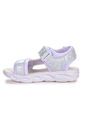 Kiko Kids 133 Hologram Işıklı Günlük Kız Çocuk Cırtlı Sandalet Ayakkabı