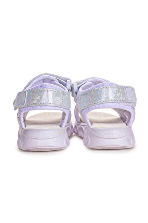 Kiko Kids 133 Hologram Işıklı Günlük Kız Çocuk Cırtlı Sandalet Ayakkabı