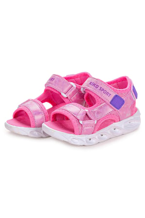 Kiko Kids 133 Hologram Işıklı Günlük Kız Çocuk Cırtlı Sandalet Ayakkabı